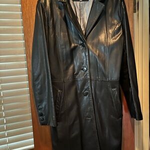Michele Women's Classic Black Leather Coat